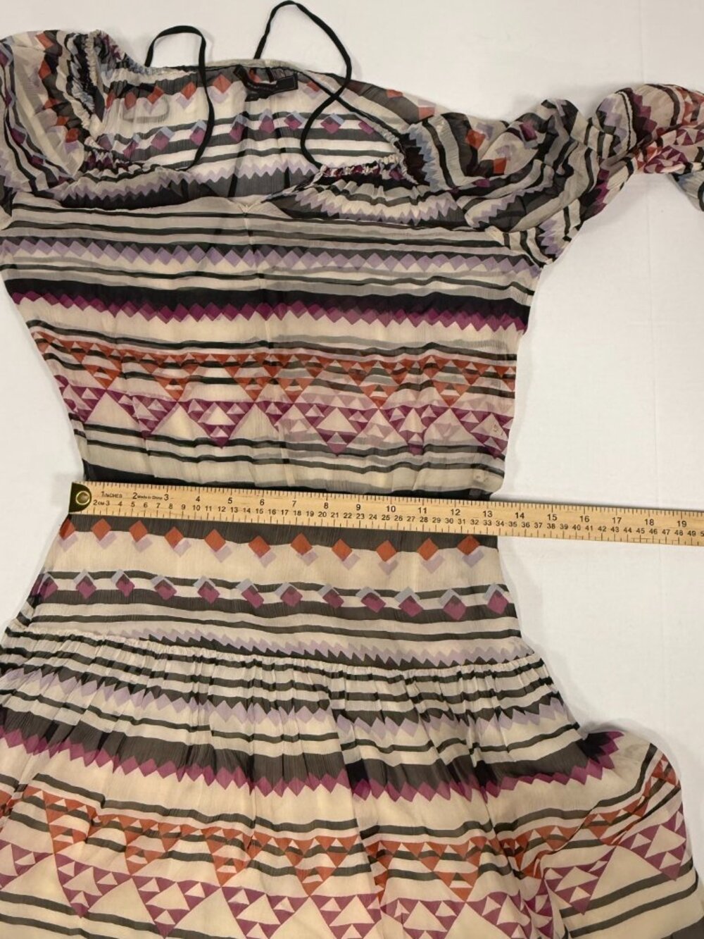BCBGMaxAzria Rory Silk Aztec Print Off-Shoulder Mini Dress Size S Small - Picture 5 of 9